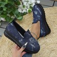 thumbnail image 1 of Family Gifts Women's Flats Shoes Ballet Flats Dress Shoes Women's Fashionable Casual And Winter All-Match Loafers Solid Color Round Toe Flat Thick Sole One-Foot Shoes Dark Blue 38, 1 of 9