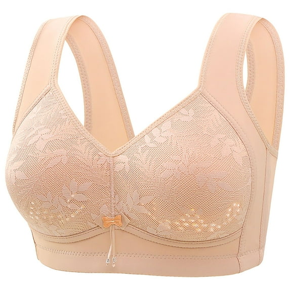 Family Gifts Women's Sexy Middle Aged And Elderly Comfortable Soft Thin Printed Underwear Large Size Underwear Bra Adjustable Shoulder Straps Orange, 44
