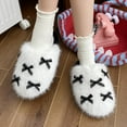 thumbnail image 1 of Family Gifts Womens Slippers Soft Plush Warm House Shoes Women's Fashion Casual Home Indoor And Outdoor Solid Color Bow Knot Slippers Plus Velvet Warm Slippers White 38, 1 of 1