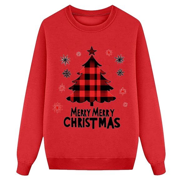 Family Graphic Sweatshirts Mens Long Sleeve Holiday Christmas Shirts Pullover Crew Neck Xmas Tops, Red, M