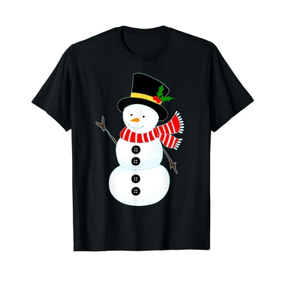 Family Group Christmas Snowman T-Shirt Black Tee