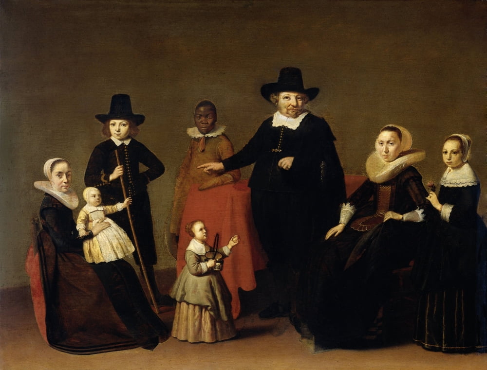 Family Group With A Black Man Canvas Art - (36 x 24)