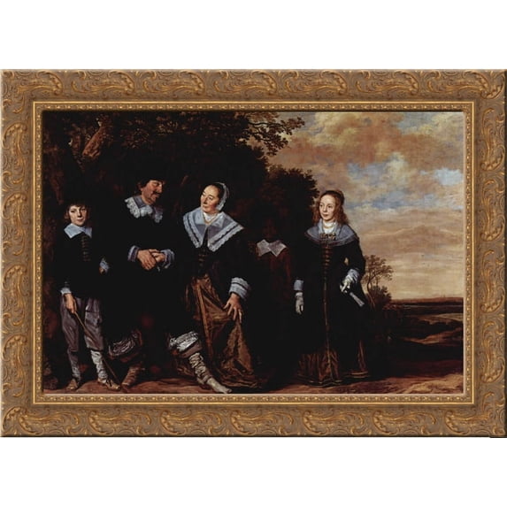 Family Group in a Landscape 24x18 Gold Ornate Wood Framed Canvas Art by Frans Hals