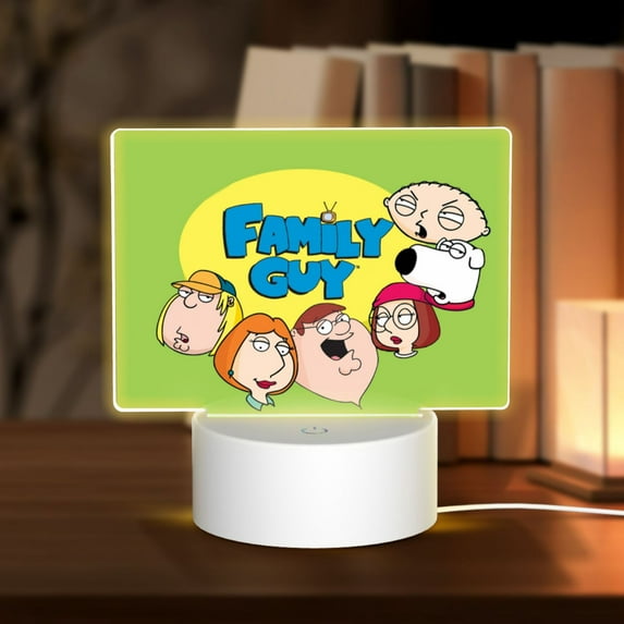 Family Guy Acrylic Night Light Adjustable 3 Light Modes USB Cable Lamp Light Display Base Rectangular LED Light For Bookshelves Desk Bedside Tables Bedroom Child Room