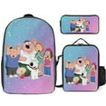 thumbnail image 1 of Family Guy Characters Backpack With Lunch Bag Pencil Case Schoolbag Lunchbag Daypack Lunch Box Pen Bag Satchel Bookbag 3pcs Set, 1 of 9