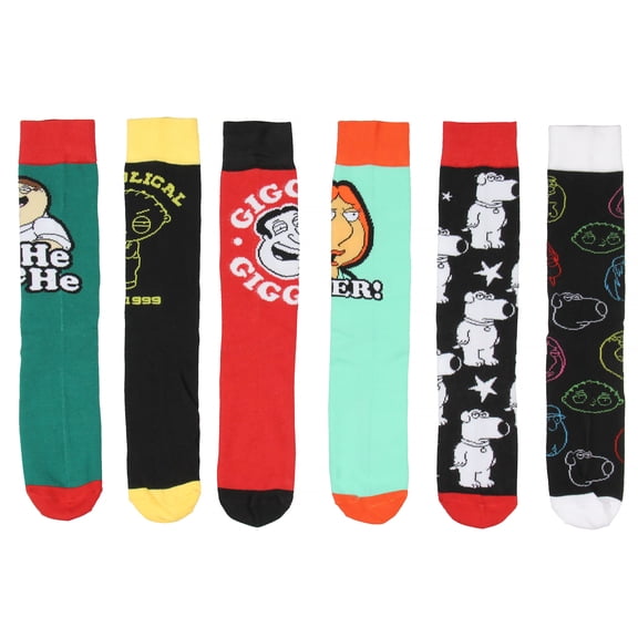 Family Guy Crew Socks, Family Guy Cartoon Peter Griffin Lois Stewie Crew Socks For Men Women 6 Pack