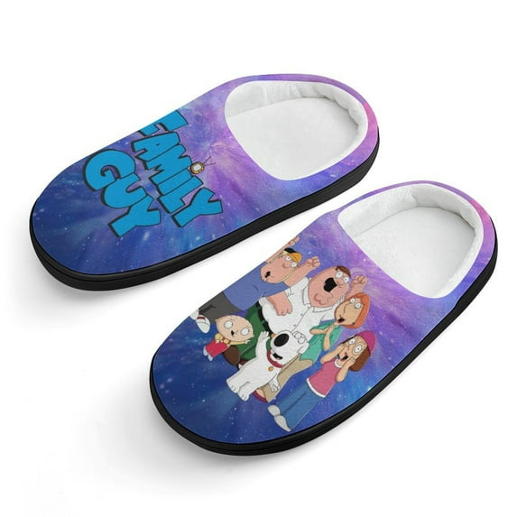 Family Guy Logo Kid's Cotton Slippers Winter Warm Soft Plush Slippers with Rubber Sole Non-Slip Indoor Outdoor Slip on Shoes Fluffy House Slippers For Boys Girls Teen