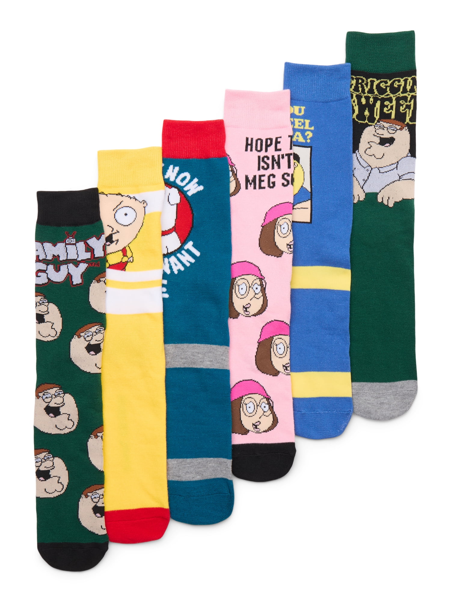 Family Guy Crew Socks, 6-Pack, Sizes 8-12