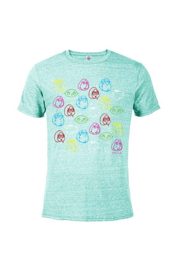 Family Guy Peter Lois Meg Stewie Brian Chris Neon Faces - Short Sleeve Blended T-Shirt for Adults - Customized-Ocean Blue