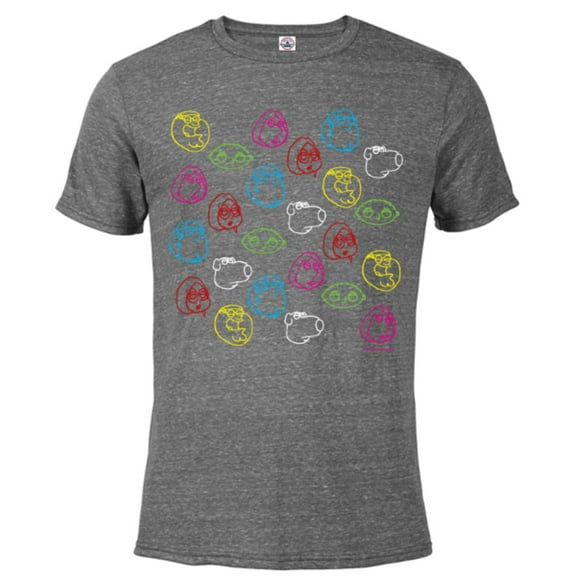 Family Guy Peter Lois Meg Stewie Brian Chris Neon Faces - Short Sleeve Blended T-Shirt for Adults - Customized-Dark Heather