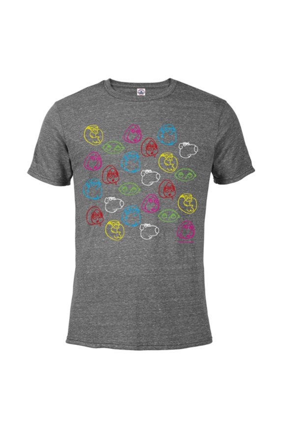 Family Guy Peter Lois Meg Stewie Brian Chris Neon Faces - Short Sleeve Blended T-Shirt for Adults - Customized-Dark Heather