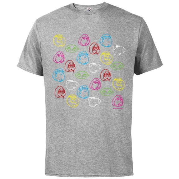 Family Guy Peter Lois Meg Stewie Brian Chris Neon Faces - Short Sleeve Cotton T-Shirt for Adults - Customized-Athletic Heather