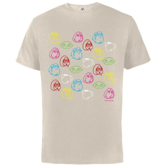 Family Guy Peter Lois Meg Stewie Brian Chris Neon Faces - Short Sleeve Cotton T-Shirt for Adults - Customized-Natural