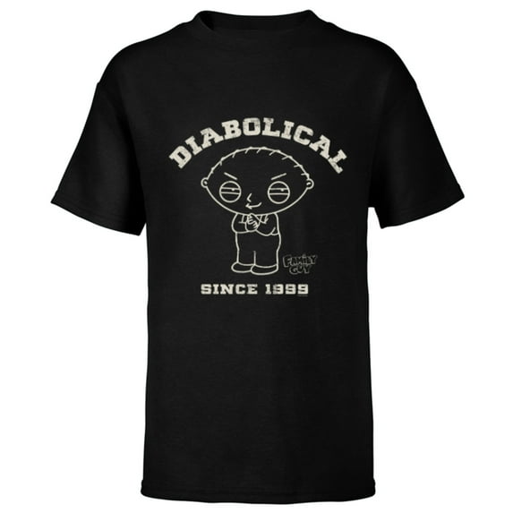 Family Guy Stewie Diabolical Since 1999 - Short Sleeve T-Shirt for Kids - Customized-Black