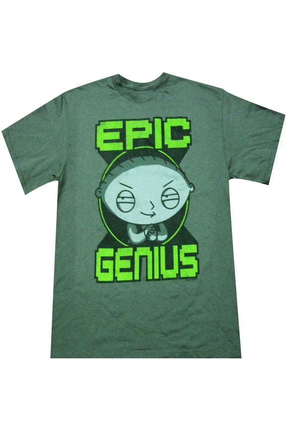 Stewie Epic Genius Adult T-shirt (Medium, Grey)