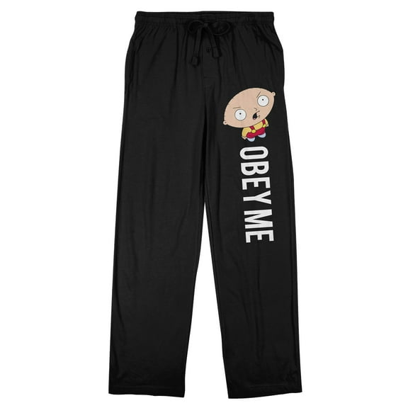 Family Guy Stewie Obey Me Men's Black Sleep Pajama Pants-Large