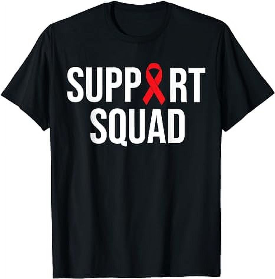 Family HIV Awareness Red Ribbon Men Women AIDS Support Squad TShirt