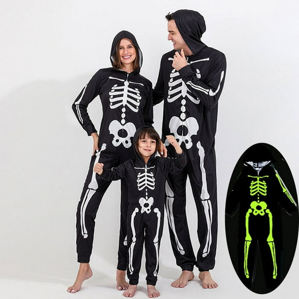 Family Halloween Costumes Glow in Dark Long Sleeve Skeleton