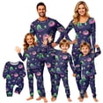 thumbnail image 1 of Family Halloween Pajama Set Long Sleeve Crew Neck, Soft Halloween Family Pajamas with Neon Green Ghost Pumpkin Print, Glow Matching Halloween Pajamas Sleepwear, 1 of 4