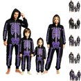 thumbnail image 1 of Family Halloween Pajamas Funny Skeleton Onesie Pajamas Zipper Hooded Jumpsuit Halloween Pjs Holiday Overall Sleepwear, 1 of 5