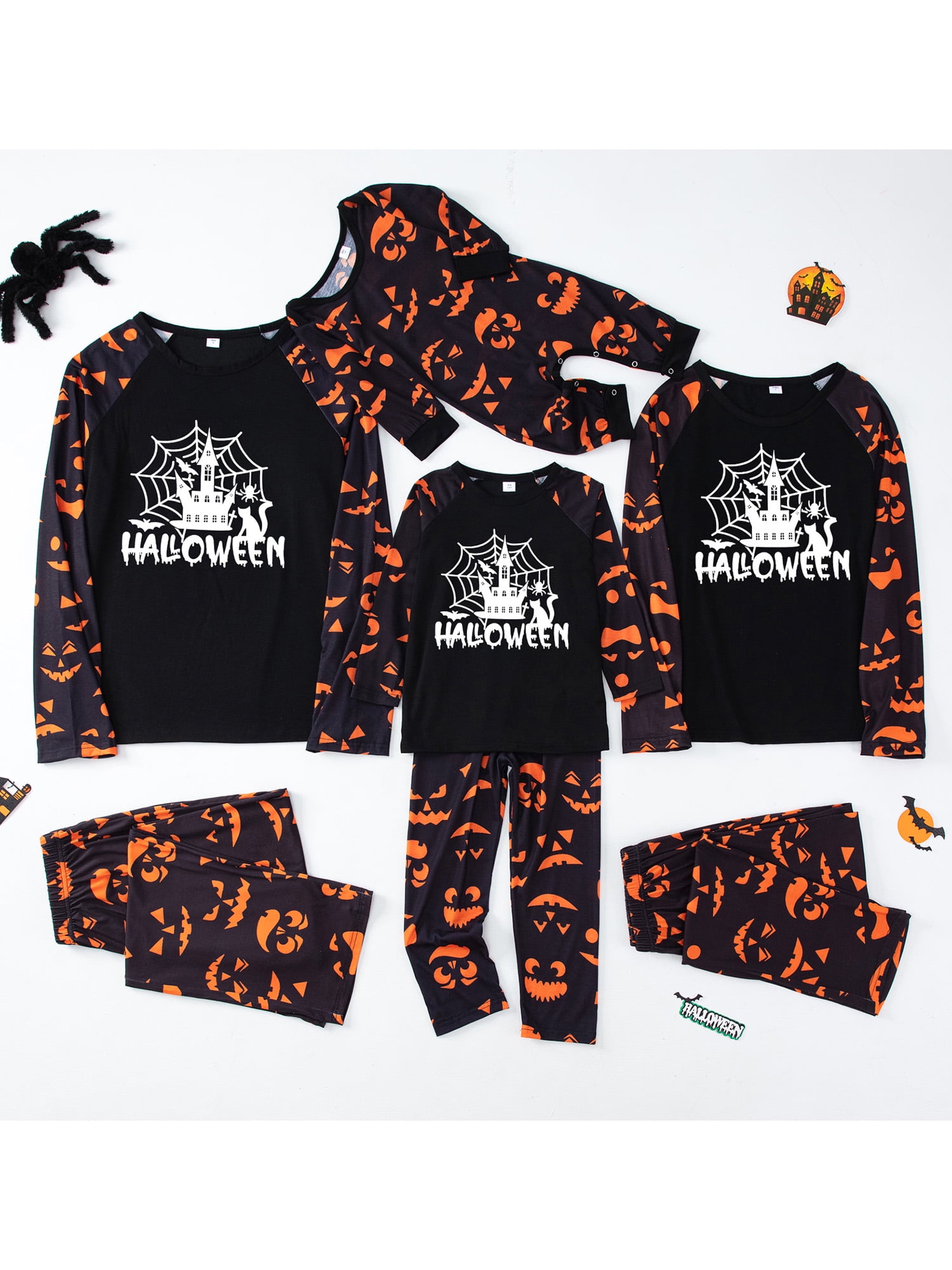 Family Halloween Pajamas Glow In The Dark Castle Print Holiday