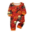 thumbnail image 1 of Family Halloween Pajamas Matching Sets Bat Ghost Crew Neck Horror Pjs Castle Pumpkin Long Sleeve Spooky Loungewear, Baby:9 Months, 1 of 8