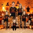 thumbnail image 1 of Family Halloween Pajamas Matching Sets, Black Orange Raglan Scary Pumpkin Face Print Long Sleeve Top and Long Pants Halloween Pajamas for Family, 2 Piece Holiday Sleepwear Halloween Family Pjs Set, 1 of 4