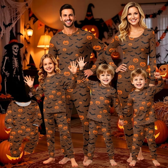 Family Halloween Pajamas Matching Sets, Halloween Printed Family Outfits Sets, Halloween Printed Long Sleeve Top and Pants, Family Matching Sleepwear, Holiday Loungewear, Coordinated Pajama Outfit