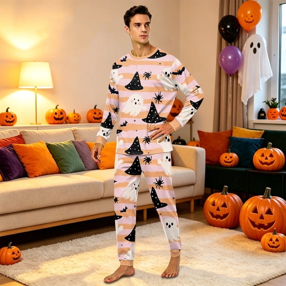 Family Halloween Pajamas Matching Sets, Halloween Printed Family Outfits Sets, Printed Long Sleeve Tops and Pants, Family Matching Sleepwear, Halloween Loungewear, Coordinated Holiday Pajama Outfit