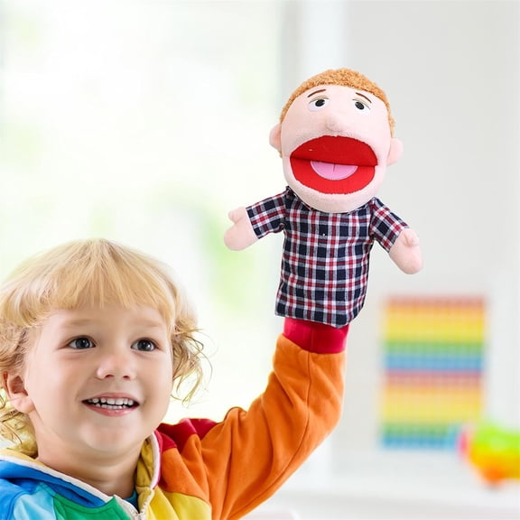 Family Hand Puppet Interactive Show Toy for Children and Dad Character Role Play Puppet with Removable Mouth, 33 cm, Blue