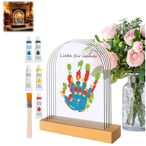 Family Handprint Frame Kit  Hand Casting Kit, DIY Wooden Frame Keepsake Gift, Hand Prints Ornament for Family(RL Wood 1 Set)