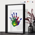 thumbnail image 1 of Family Handprint & Hand Casting Kit,DIY Craft Keepsake with Wooden Frame,Non-Toxic Paints Kit, Gifts for Grandparents,New Parents & Families(Black,4 Transparent Sheets), 1 of 9