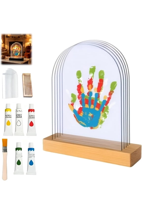 Family Handprint & Hand Casting Kit  DIY Wooden Frame, Handmade Keepsake Gift for Mom, Dad, Kids