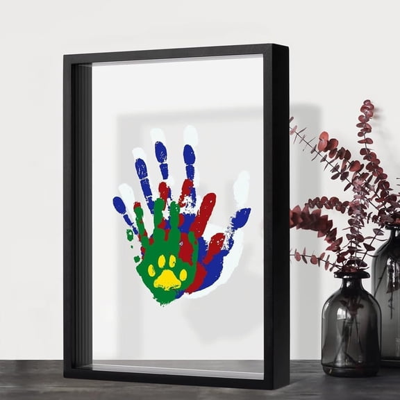 Family Handprint Kit, 8x10 DIY Keepsake Shadow Box Frame with Polished Plexiglass & Paint, Baby Hand/Footprint Memory Gift for New Parents, Baby Shower, Mother's Day