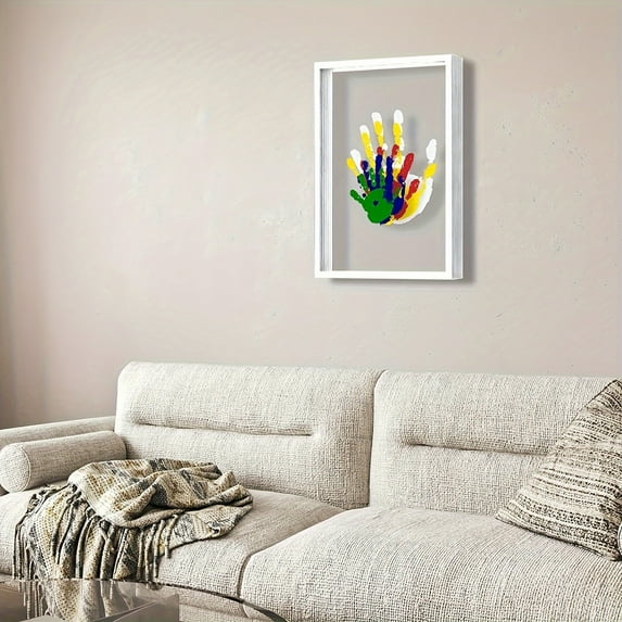 Family Handprint Kit, Baby Hand and Footprint Kit DIY Handmade Keepsake Wooden Frame Gifts for New Parents for Grandparent Mother's Day Anniversary Day Father's, 6 Non -Toxic Paints