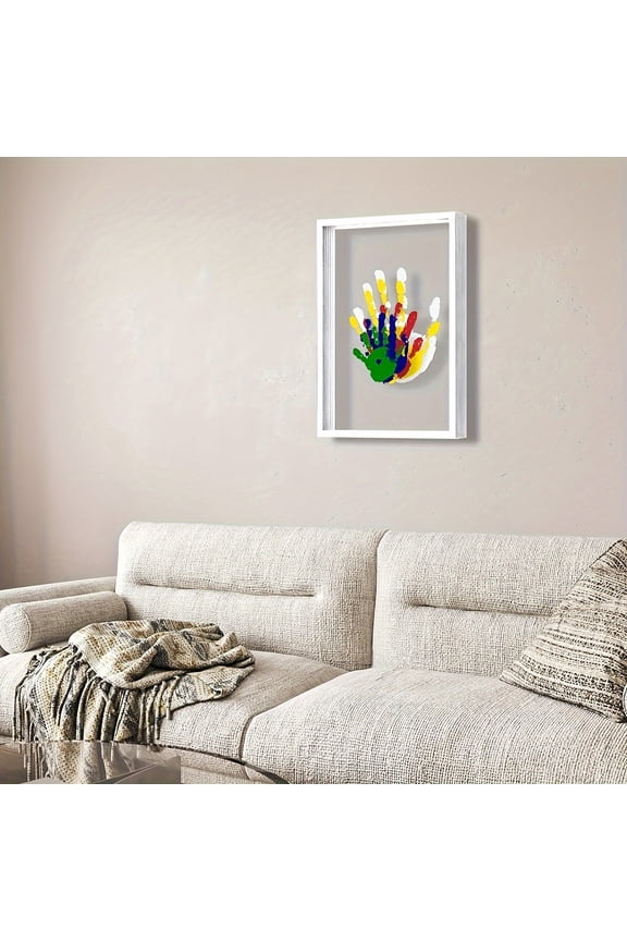 Family Handprint Kit, Baby Hand and Footprint Kit DIY Handmade Keepsake Wooden Frame Gifts for New Parents for Grandparent Mother's Day Anniversary Day Father's, 6 Non -Toxic Paints