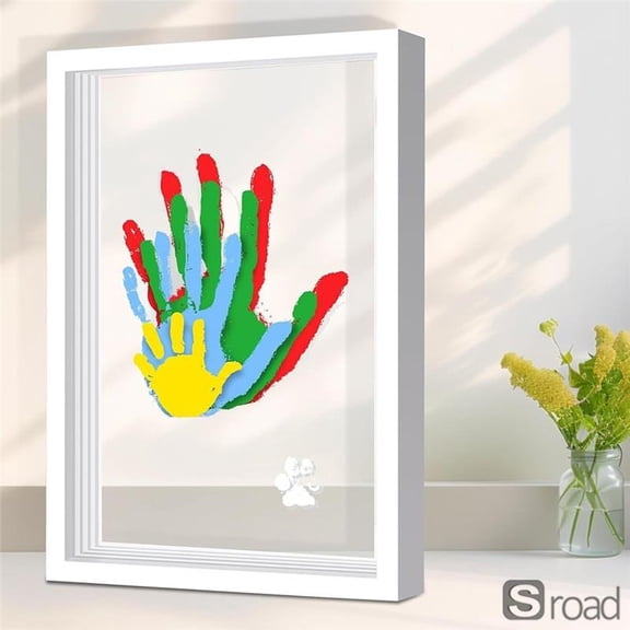 Family Handprint Kit, Christmas Keepsake Frame With Photo Holder, DIY Hand Print Art Ornament For Baby’s First Christmas, Personalized Gift For Parents, Grandparents,White,One Size,HOME