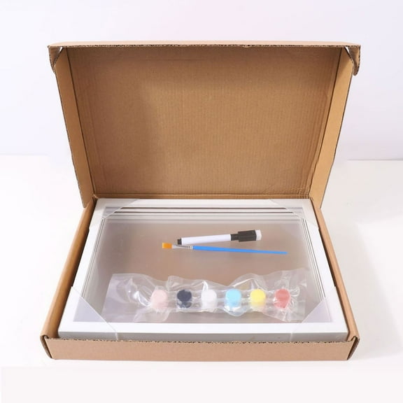 Family Handprint Kit Clear Family Hand Print Kit with 6 Paints Pen DIY Keepsake Wooden Frame Home Family Handprint Frame Gift