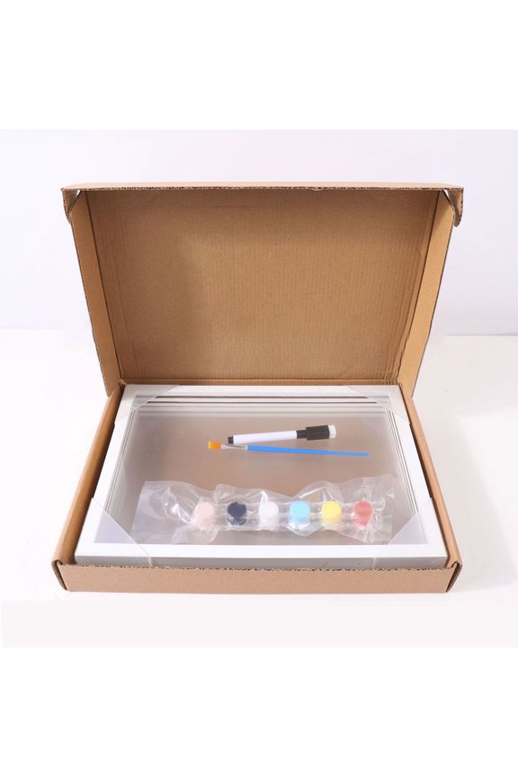 Family Handprint Kit Clear Family Hand Print Kit with 6 Paints Pen DIY Keepsake Wooden Frame Home Family Handprint Frame Gift