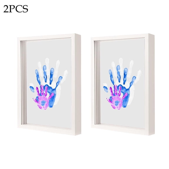 Family Handprint Kit,Clear Family Handprint Frame,DIY Art Print Keepsake, Keepsake Baby Hand and Footprint Kit,Parents Baby Shower Boy & Girl, Family Gifts, DIY Craft Paints S5D8