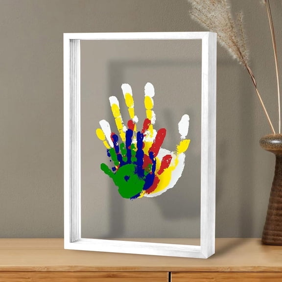 Family Handprint Kit DIY Art Print Keepsake Home for Parents with Included Paint Colors and Wooden Frame