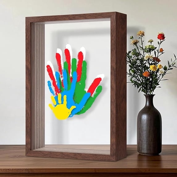 Family Handprint Kit, DIY Craft Keepsake Frame, Baby Hand Print Kits, Family Gifts for New Mom, New Parents, Grandparents, Father's Day, Mother's Day, Anniversary, 6 Non -Toxic Paints (White)