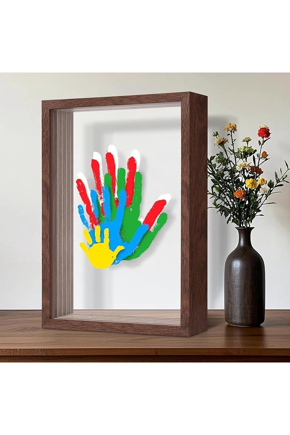 Family Handprint Kit, DIY Craft Keepsake Frame, Baby Hand Print Kits, Family Gifts for New Mom, New Parents, Grandparents, Father's Day, Mother's Day, Anniversary, 6 Non -Toxic Paints (White)