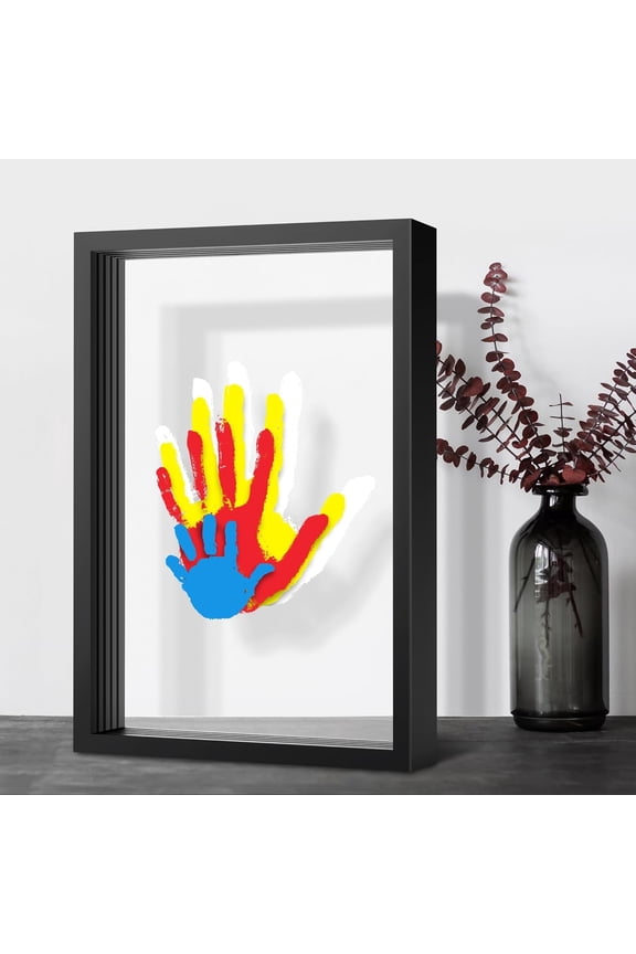 Family Handprint Kit, DIY Craft Keepsake Frame, Baby Hand Print Kits, Family Gifts for New Mom, New Parents, Grandparents, Father's Day, Mother's Day, Anniversary, 6 Non -Toxic Paints (White)