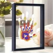 طقم بصمات الأسرة ، إطار DIY Craft Keepsake Wood ، مجموعة هدايا لا نهاية لها ، 4 أوراق شفافة - أسود