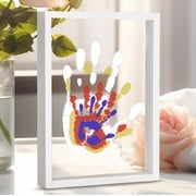 طقم بصمات الأسرة ، إطار DIY Craft Keepsake Wood ، مجموعة هدايا لا نهاية لها ، 4 أوراق شفافة - بني