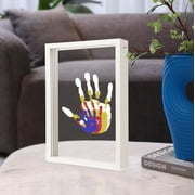 Family Handprint Kit, DIY Craft Keepsake Wood Frame, Endless Gift Set, 4 Transparent Sheets - Brown