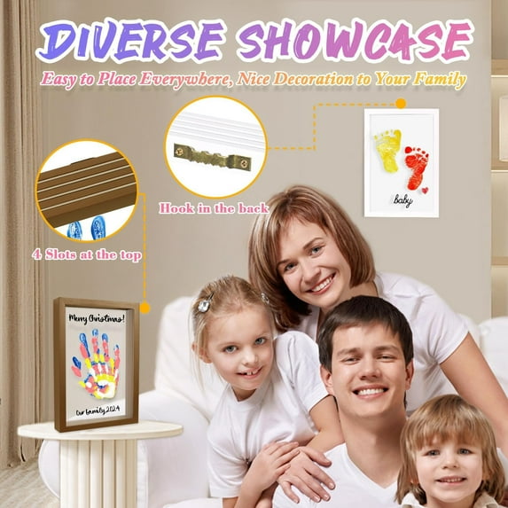 Family Handprint Kit | DIY Palm Art Photo Frame | Customizable Paint Colors & Markers | Keepsake Gift | Home Wall Table Decoration | Complete Set | 5ml Paint