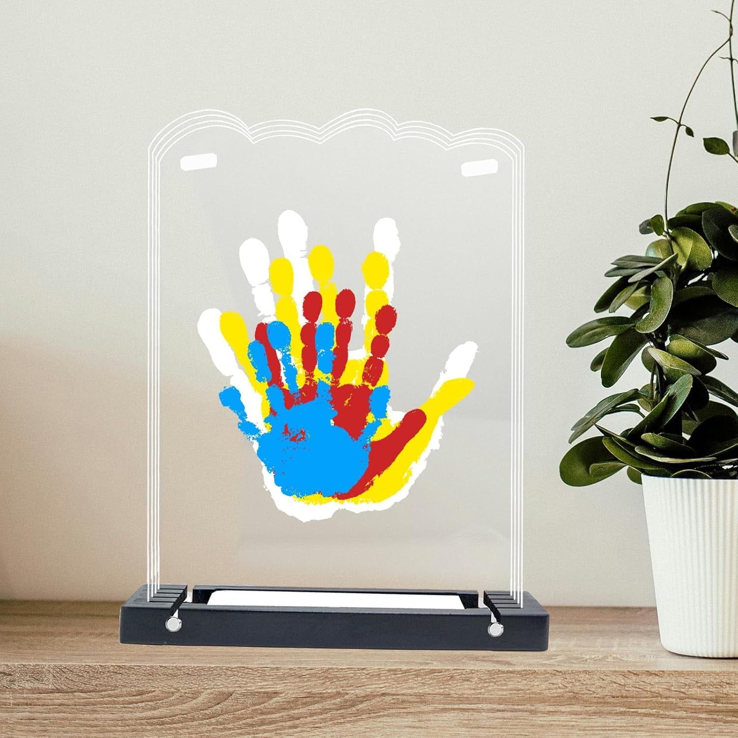 Family Handprint Kit with Light, Baby Hand and Footprint Kit, Family Gifts for New Parents, Adoption Gifts, New Mom Baby Shower Gifts for Boys & Girls ,DIY Wooden Craft Family Keepsake