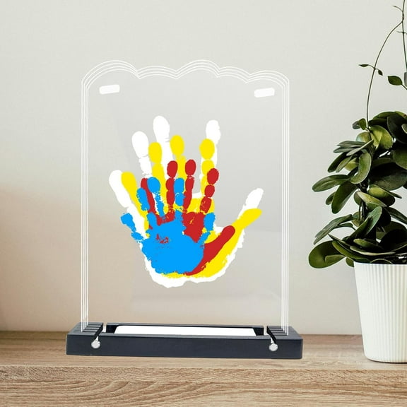 Family Handprint Kit with Light, Baby Hand and Footprint Kit, Family Gifts for New Parents, Adoption Gifts, New Mom Baby Shower Gifts for Boys & Girls ,DIY Wooden Craft Family Keepsake